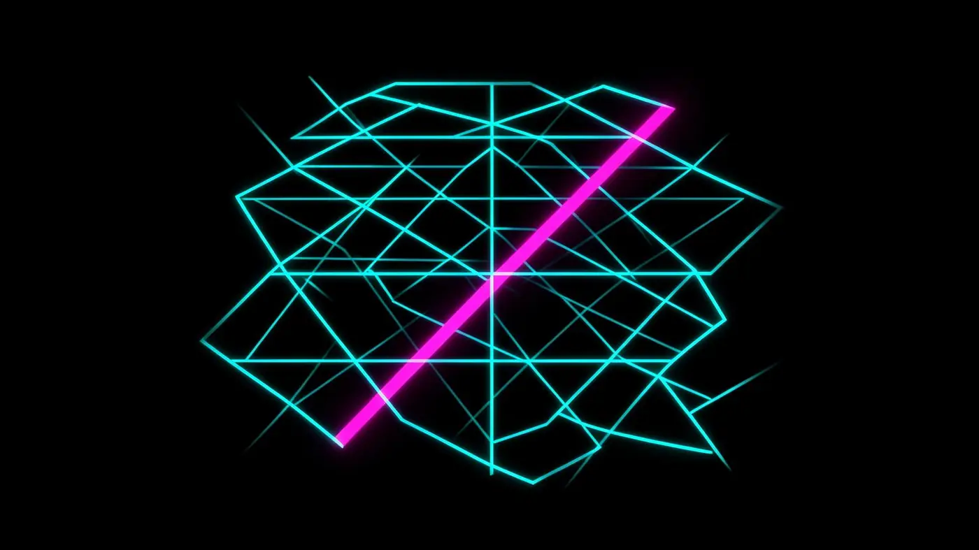 Abstract print of a square grid with a filled diagonal